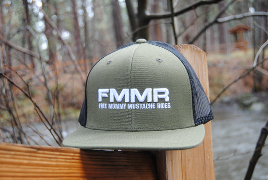 Olive Green & Black Puffy FMMR Flat Bill