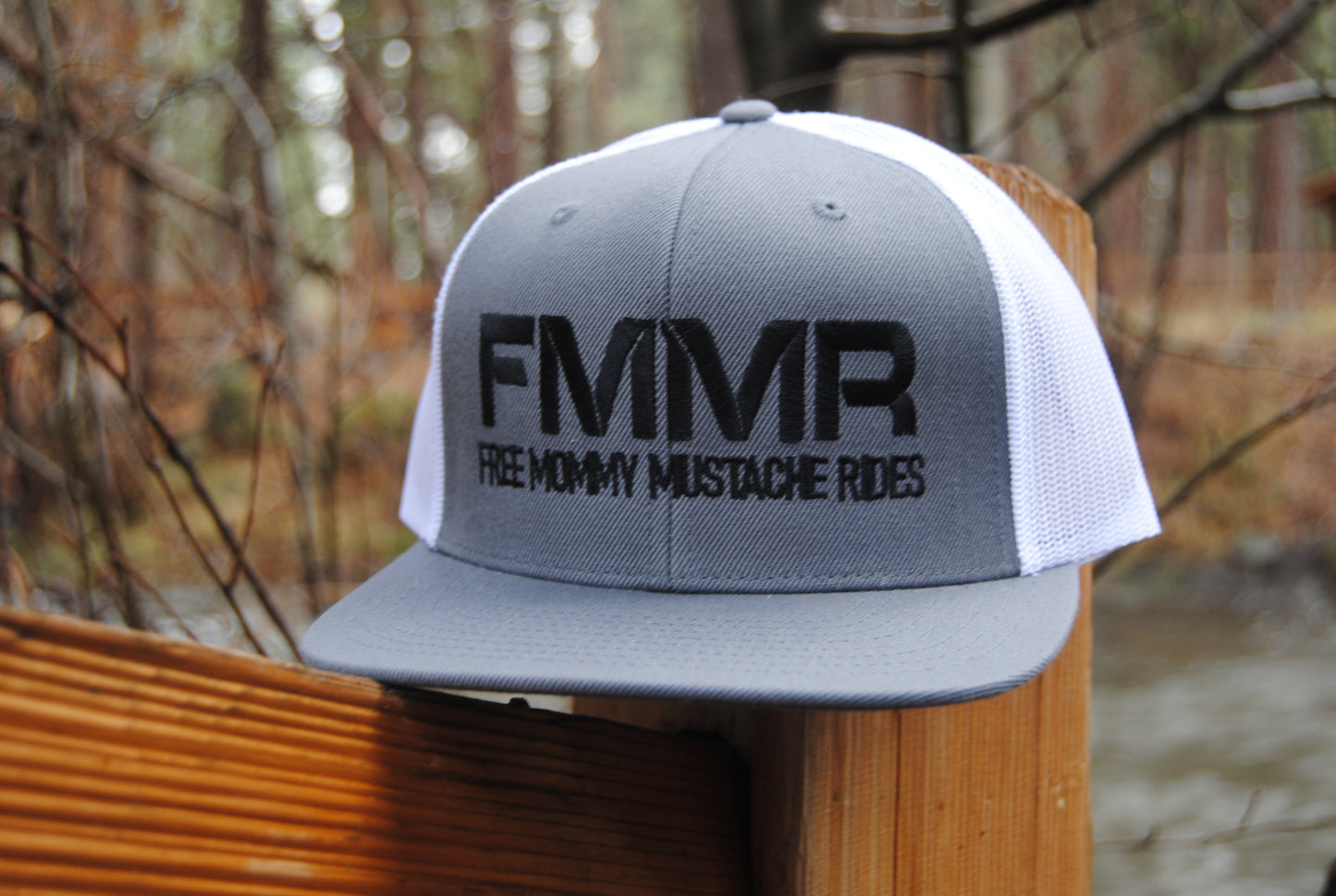 Gray & White Flat FMMR Flat Bill